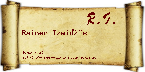 Rainer Izaiás névjegykártya